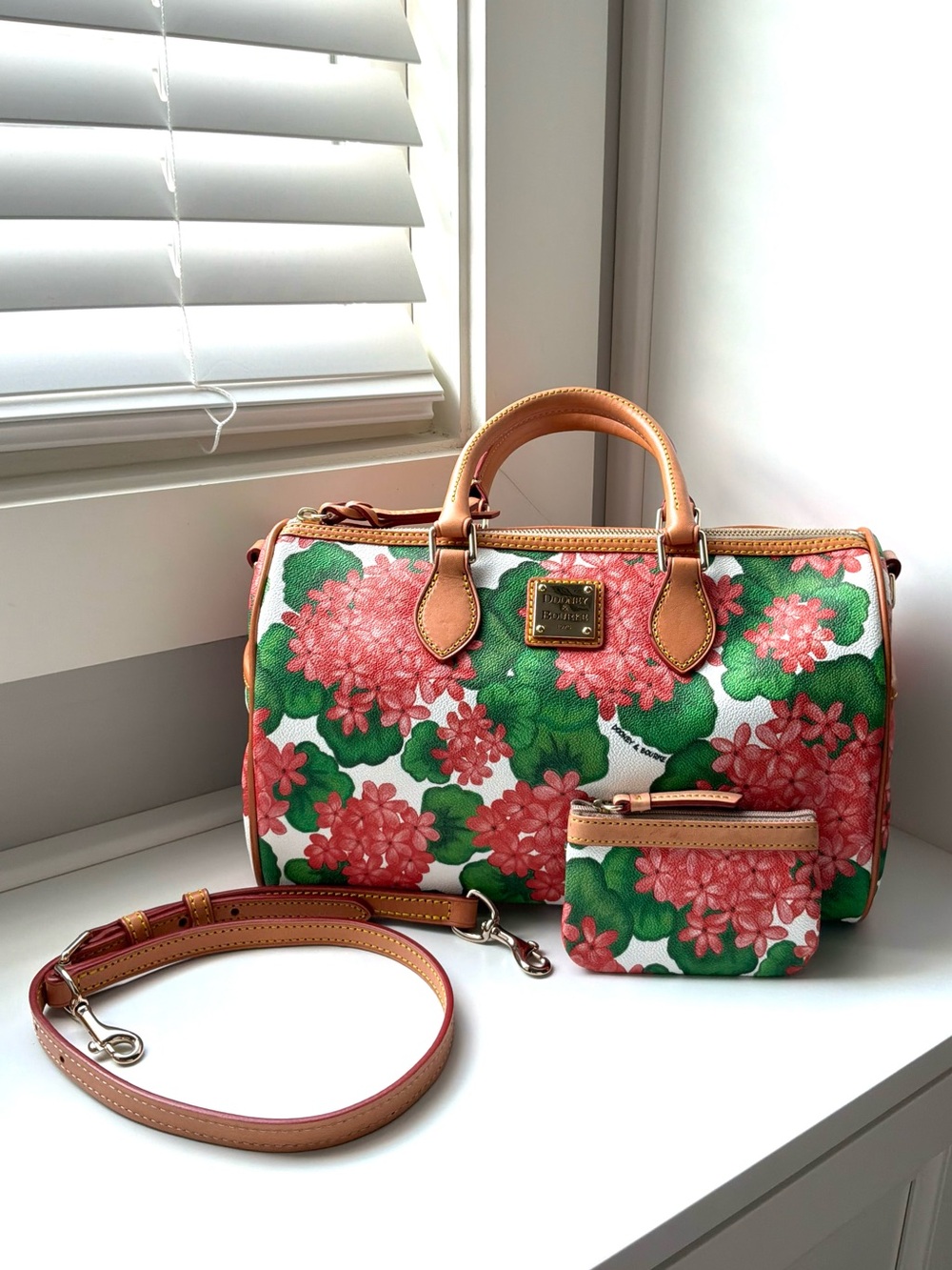 Dooney & Bourke Hydrangea Floral Barrel Satchel. J6266575 - Picture 1 of 16